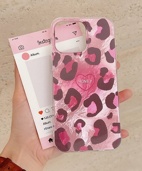 ピンクレオパード ヒョウ柄 iPhoneカバー アイフォンケース ipc730