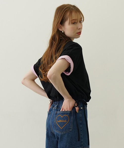 MILKFED.（ミルクフェド）の「COLORED SLEEVE EDGE S/S TOP（Tシャツ/カットソー・レディース・ブラウン/ブラック/オフホワイト・ONE SIZE）」の16枚目の写真