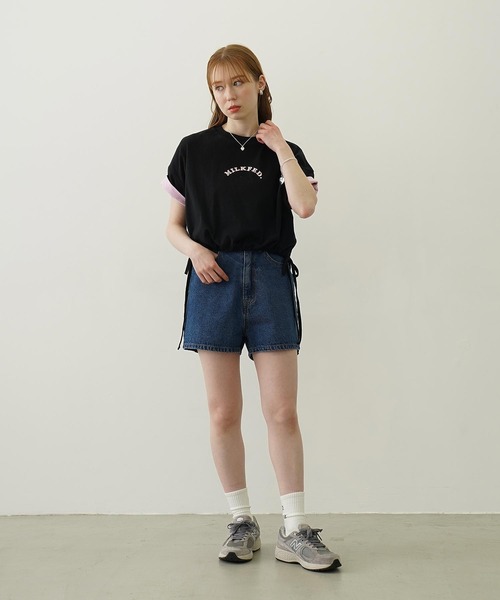 MILKFED.（ミルクフェド）の「COLORED SLEEVE EDGE S/S TOP（Tシャツ/カットソー・レディース・ブラウン/ブラック/オフホワイト・ONE SIZE）」の18枚目の写真