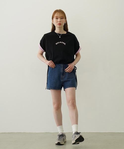 MILKFED.（ミルクフェド）の「COLORED SLEEVE EDGE S/S TOP（Tシャツ/カットソー・レディース・ブラウン/ブラック/オフホワイト・ONE SIZE）」の19枚目の写真