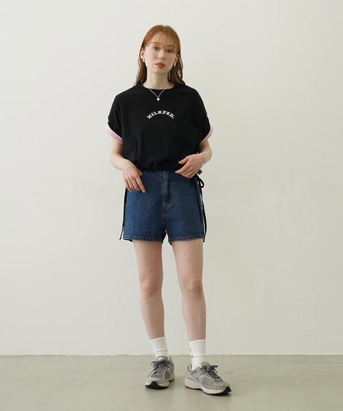 MILKFED.（ミルクフェド）の「COLORED SLEEVE EDGE S/S TOP（Tシャツ/カットソー・レディース・ブラウン/ブラック/オフホワイト・ONE SIZE）」の20枚目の写真