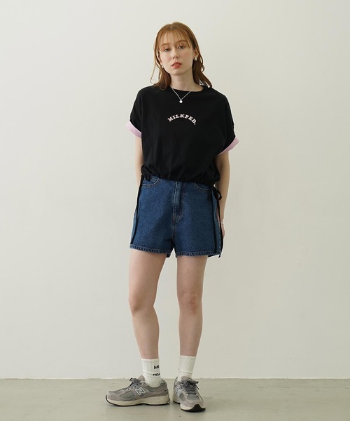 MILKFED.（ミルクフェド）の「COLORED SLEEVE EDGE S/S TOP（Tシャツ/カットソー・レディース・ブラウン/ブラック/オフホワイト・ONE SIZE）」の22枚目の写真