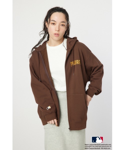 RODEO CROWNS WIDE BOWL（ロデオクラウンズワイドボウル）の「MLB ジップパーカー（パーカー・レディース・ブラウン/ネイビー/グレー×ホワイト・FREE）」の6枚目の写真