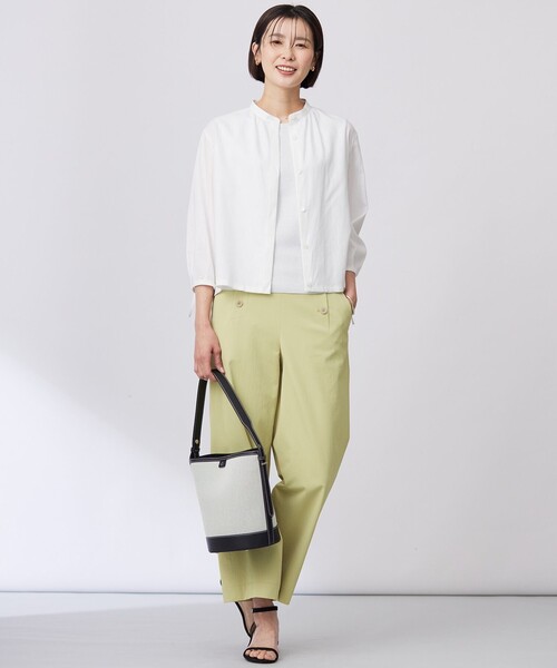 ブラウス シャツ 「洗える・接触冷感・吸水速乾」麻SOLID バンドカラー シャツ ブラウス レディース セール】【洗える・接触冷感・吸水速乾】麻SOLID バンドカラー