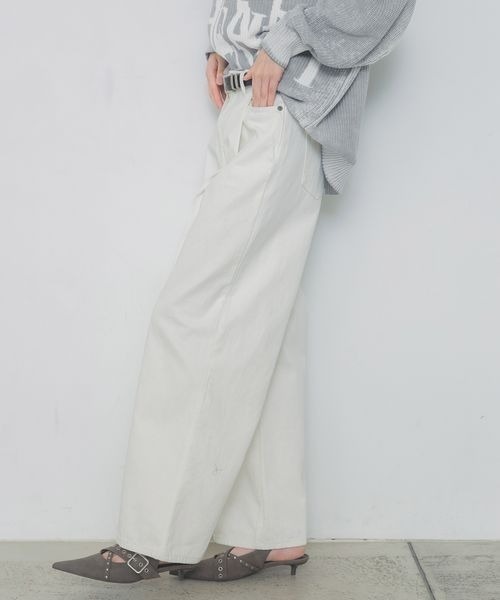 JEANASIS(ジーナシス)の「カラータックデニムワイドパンツ/322713(デニムパンツ・レディース・ホワイト/イエロー/インディゴブルー/ブラック/ライトブルー/ブラウン系その他/イエロー系その他/チャコールグレー/ブルー系その他/ベージュ系その他・SMALL/MEDIUM)」の14枚目の写真