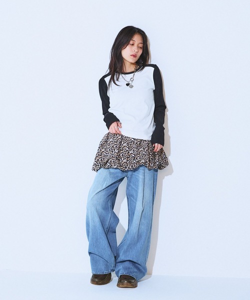 カラータックデニムワイドパンツ　ジーナシス　今季新作　M JEANASIS｜カラータックデニムワイドパンツ | Rakuten Fashion