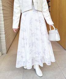花柄メッシュフレアスカート