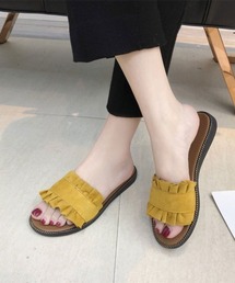 SallyLunn（サリーラン）の「フリルスエードフラットサンダル（サンダル）」