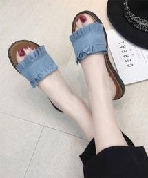 SallyLunn（サリーラン）の「フリルスエードフラットサンダル（サンダル）」