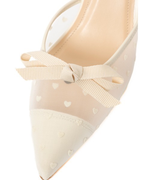 R&E（アールアンドイー）の「【25SS新作】【R&E】“2Way使用可能！” ハートチュール×リボンミュールパンプス（パンプス・レディース・アイボリー/ブラック・S/M/L/LL）」の8枚目の写真