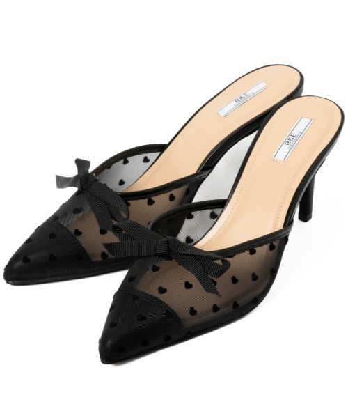 R&E（アールアンドイー）の「【25SS新作】【R&E】“2Way使用可能！” ハートチュール×リボンミュールパンプス（パンプス・レディース・アイボリー/ブラック・S/M/L/LL）」の9枚目の写真