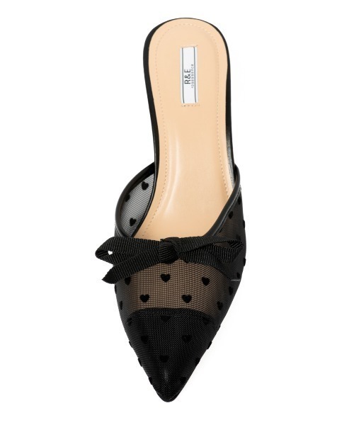 R&E（アールアンドイー）の「【25SS新作】【R&E】“2Way使用可能！” ハートチュール×リボンミュールパンプス（パンプス・レディース・アイボリー/ブラック・S/M/L/LL）」の10枚目の写真