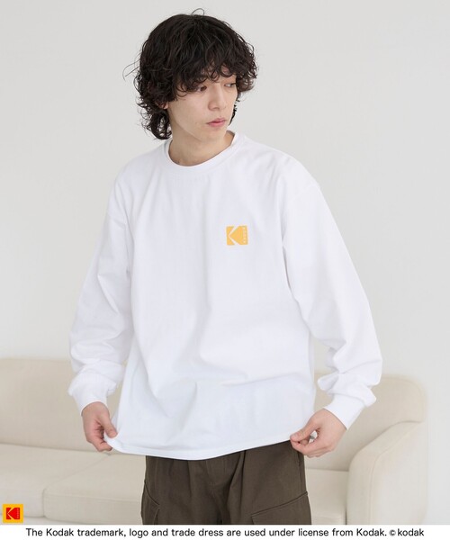 KODAK★大人気★ビックロゴ グラフィック長袖Tシャツ♪ coen tシャツ 「Kodak/コダック」ロゴアイコンプリントロングT