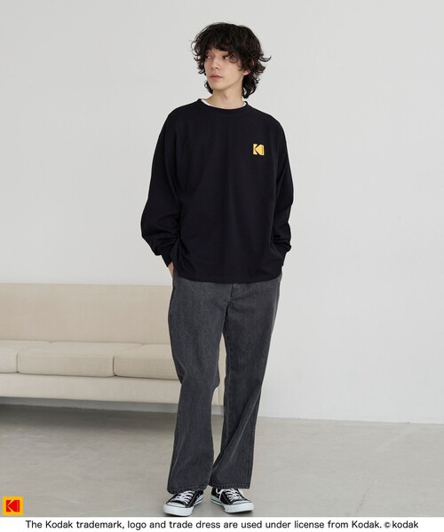 KODAK★大人気★コダカラーピグメントダインメントゥーメン_4色 セール】【Kodak/コダック】ロゴアイコンプリントロングTシャツ