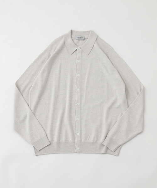 JOHN SMEDLEY(ジョンスメドレー)の「JOHN SMEDLEY (ジョンスメドレー) TIBOR Knit Polo-Shirt 24G Easy Fit(ニット/セーター・メンズ・ライトグレー・MEDIUM/LARGE/X-LARGE)」の1枚目の写真