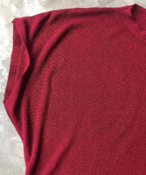 maison de LATIR(メゾンドラティール)の「フレンチスリーブ半袖サマーニット(Tシャツ/カットソー・レディース・ワイン/カーキ/ホワイト/ピンク/グリーン/マスタード/ブラック・ONESIZE)」の16枚目の写真