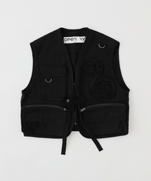 【Geek Office / ギークオフィス】OPEN YY Woven APPLIQUE CARGO VEST