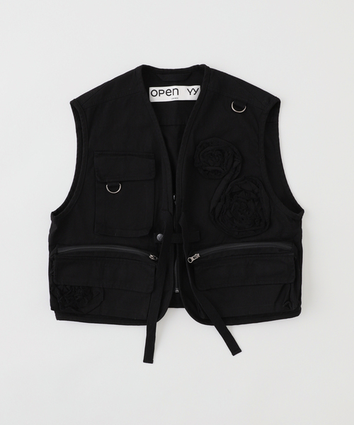 OPEN Yy(オープンワイワイ)の「【Geek Office / ギークオフィス】OPEN YY Woven APPLIQUE CARGO VEST(その他アウター・レディース・ブラック・SMALL)」の1枚目の写真