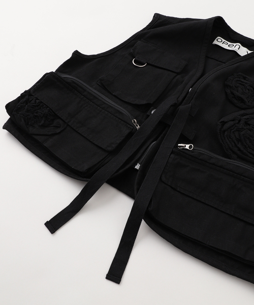 OPEN Yy(オープンワイワイ)の「【Geek Office / ギークオフィス】OPEN YY Woven APPLIQUE CARGO VEST(その他アウター・レディース・ブラック・SMALL)」の5枚目の写真