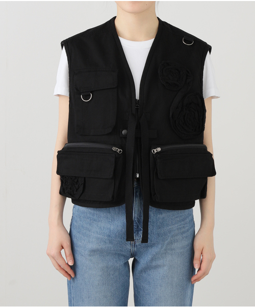 OPEN Yy(オープンワイワイ)の「【Geek Office / ギークオフィス】OPEN YY Woven APPLIQUE CARGO VEST(その他アウター・レディース・ブラック・SMALL)」の7枚目の写真