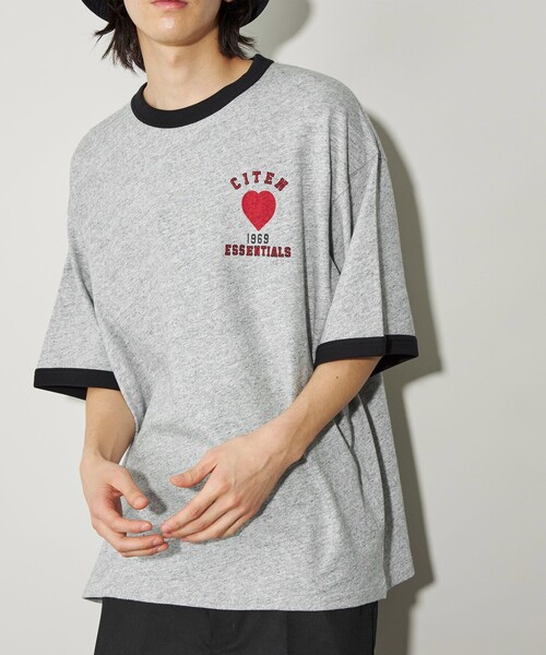CITEN(シテン)の「<CITEN>ハートモチーフロゴリンガーT(Tシャツ/カットソー・メンズ・グレー・S/M/L)」の1枚目の写真