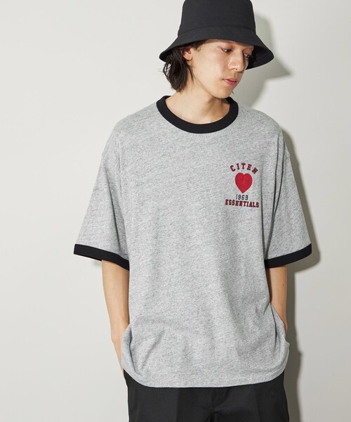CITEN(シテン)の「<CITEN>ハートモチーフロゴリンガーT(Tシャツ/カットソー・メンズ・グレー・S/M/L)」の2枚目の写真