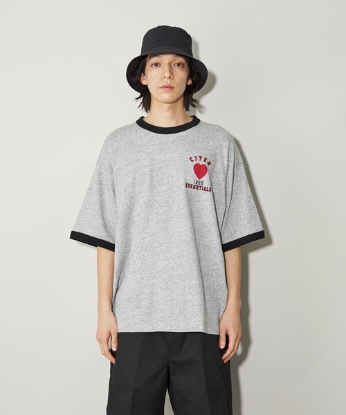 CITEN(シテン)の「<CITEN>ハートモチーフロゴリンガーT(Tシャツ/カットソー・メンズ・グレー・S/M/L)」の4枚目の写真