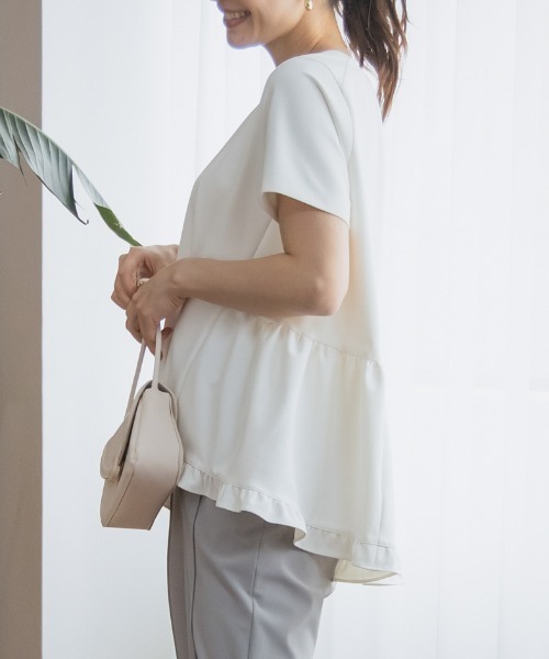 Sono(ソーノ)の「【SONO/ソーノ】【Magical Stretch】ミニティアードフリルプルオーバー(Tシャツ/カットソー・レディース・ブラック/ホワイト/ブルー系その他2/ネイビー・1)」の19枚目の写真