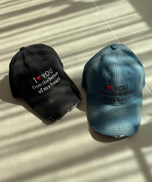 WEGO（ウィゴー）の「WEGO/ロゴ刺繍エイジングデニムキャップ（キャップ・レディース・コバルトブルー/ブラック系2・FREE）」の7枚目の写真