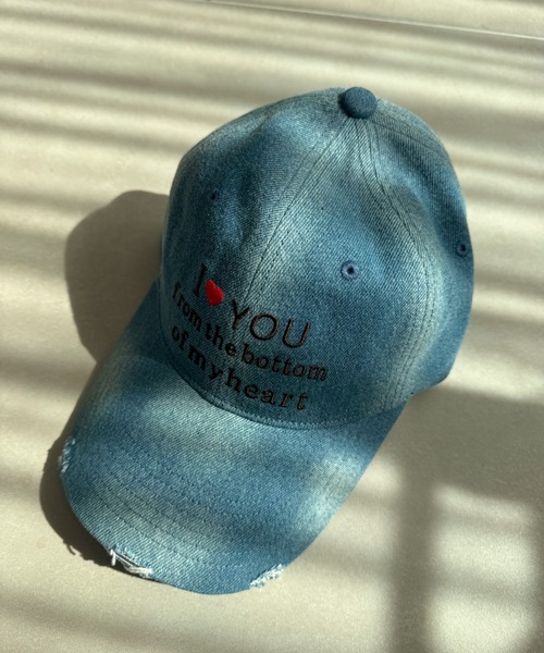 WEGO（ウィゴー）の「WEGO/ロゴ刺繍エイジングデニムキャップ（キャップ・レディース・コバルトブルー/ブラック系2・FREE）」の9枚目の写真