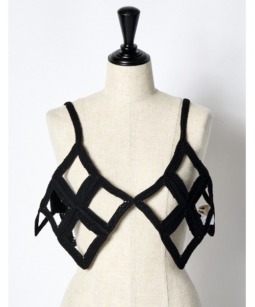 RUMCHE（ラムシェ）の「Diamond Bond Yarn Bustier / ダイヤモンドボンドヤーンビスチェ（ベスト・レディース・ホワイト/ブラック・FREE）」の13枚目の写真