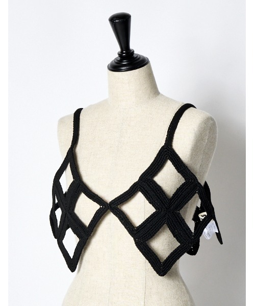 RUMCHE（ラムシェ）の「Diamond Bond Yarn Bustier / ダイヤモンドボンドヤーンビスチェ（ベスト・レディース・ホワイト/ブラック・FREE）」の14枚目の写真