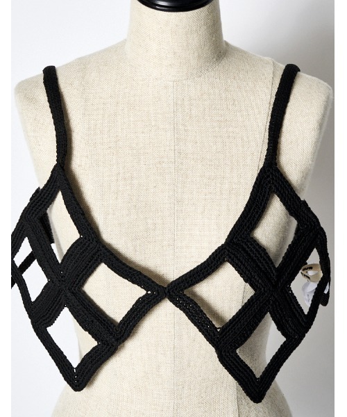 RUMCHE（ラムシェ）の「Diamond Bond Yarn Bustier / ダイヤモンドボンドヤーンビスチェ（ベスト・レディース・ホワイト/ブラック・FREE）」の16枚目の写真