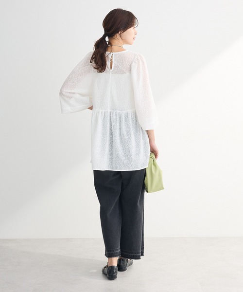 Green　Parks（グリーンパークス）の「ヒョウ柄ジャガードペプラムチュニックブラウス（シャツ/ブラウス・レディース・オフホワイト/ライトイエロー/ブラック・FREE）」の5枚目の写真