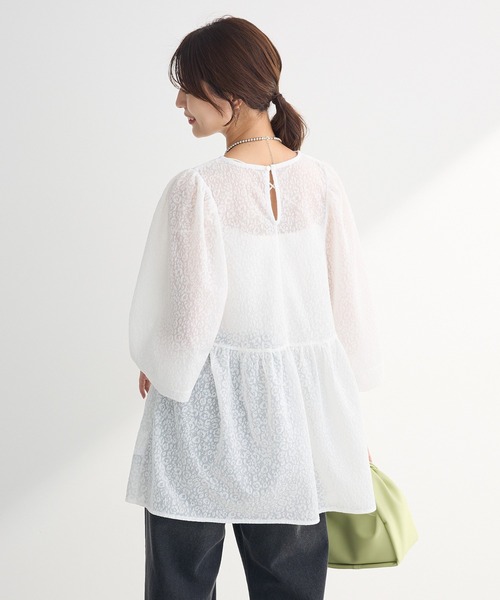 Green　Parks（グリーンパークス）の「ヒョウ柄ジャガードペプラムチュニックブラウス（シャツ/ブラウス・レディース・オフホワイト/ライトイエロー/ブラック・FREE）」の10枚目の写真