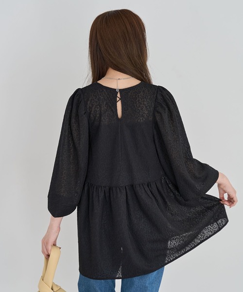 Green　Parks（グリーンパークス）の「ヒョウ柄ジャガードペプラムチュニックブラウス（シャツ/ブラウス・レディース・オフホワイト/ライトイエロー/ブラック・FREE）」の16枚目の写真