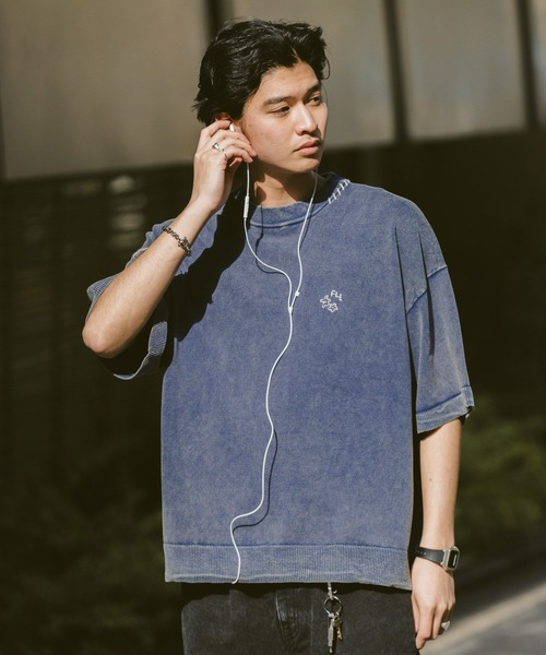 RAGEBLUE(レイジブルー)の「ピグメント/ワンポイントモチーフ刺繍ニットTシャツ(Tシャツ/カットソー・メンズ・イエロー/ダークグレー/ブルー/ネイビー/イエロー系その他・LARGE/MEDIUM)」の3枚目の写真