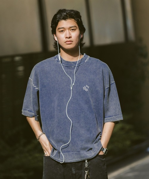 RAGEBLUE(レイジブルー)の「ピグメント/ワンポイントモチーフ刺繍ニットTシャツ(Tシャツ/カットソー・メンズ・イエロー/ダークグレー/ブルー/ネイビー/イエロー系その他・LARGE/MEDIUM)」の4枚目の写真