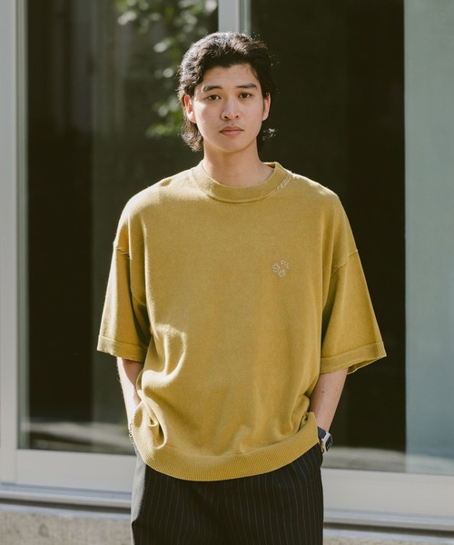 RAGEBLUE(レイジブルー)の「ピグメント/ワンポイントモチーフ刺繍ニットTシャツ(Tシャツ/カットソー・メンズ・イエロー/ダークグレー/ブルー/ネイビー/イエロー系その他・LARGE/MEDIUM)」の13枚目の写真