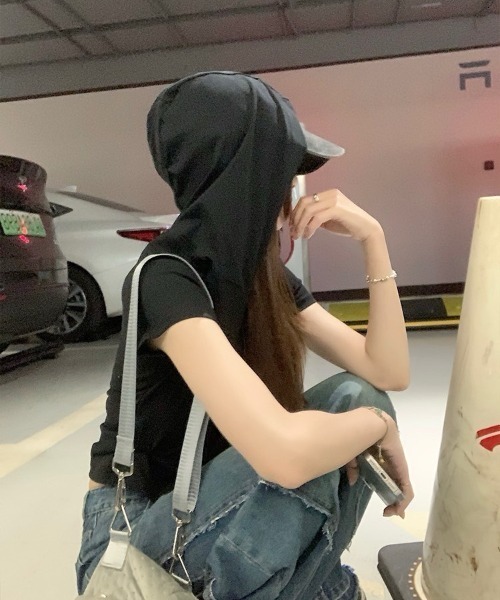 UP START(アップスタート)の「【LAMPOON】スキッパーフードTシャツ(Tシャツ/カットソー・レディース・ブラック/グレー・MEDIUM/LARGE)」の4枚目の写真