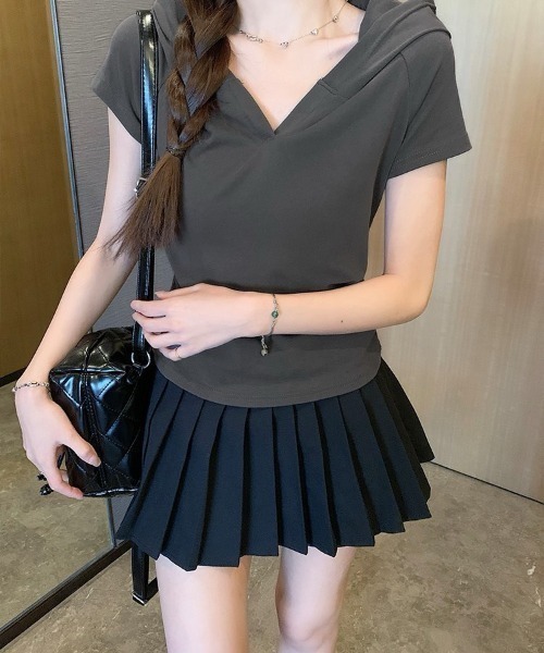 UP START(アップスタート)の「【LAMPOON】スキッパーフードTシャツ(Tシャツ/カットソー・レディース・ブラック/グレー・MEDIUM/LARGE)」の14枚目の写真