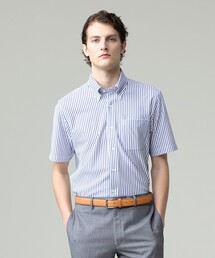 酷暑の清潔感もこれ一枚で【吸水速乾 / 抗菌防臭 / 防シワ】【J.PRESS OXFORD JERSEY】カノコインレイストライプ 半袖シャツ / B.D.