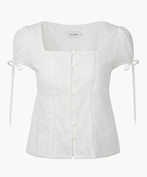ブラウス シャツ KUME/クメ Lace Embroiered Puff Sleeves Blouse ブラウス レディース KUME/クメ Lace Embroiered Puff Sleeves Blouse ブラウス