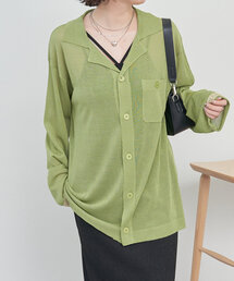 NUNIFE（ユニフィー）の「【NUNIFE】袖ロゴ開襟ニットカーディガン（カーディガン/ボレロ・レディース）」