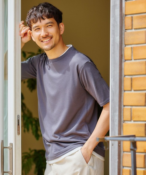 FOUND GOOD（ファウンドグッド）の「ポンチレイヤードTシャツ（Tシャツ/カットソー・メンズ・ブルー系/ベージュ/グリーン/ブラック/ホワイト系1/グレー系・XL/S/L/M）」の4枚目の写真