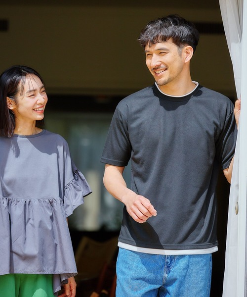 FOUND GOOD（ファウンドグッド）の「ポンチレイヤードTシャツ（Tシャツ/カットソー・メンズ・ブルー系/ベージュ/グリーン/ブラック/ホワイト系1/グレー系・XL/S/L/M）」の10枚目の写真