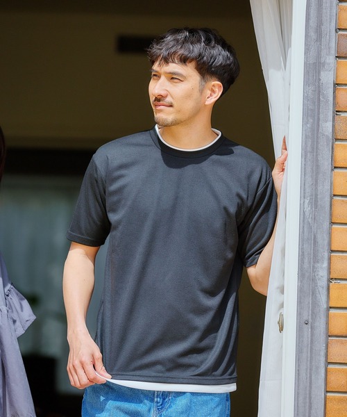 FOUND GOOD（ファウンドグッド）の「ポンチレイヤードTシャツ（Tシャツ/カットソー・メンズ・ブルー系/ベージュ/グリーン/ブラック/ホワイト系1/グレー系・XL/S/L/M）」の12枚目の写真