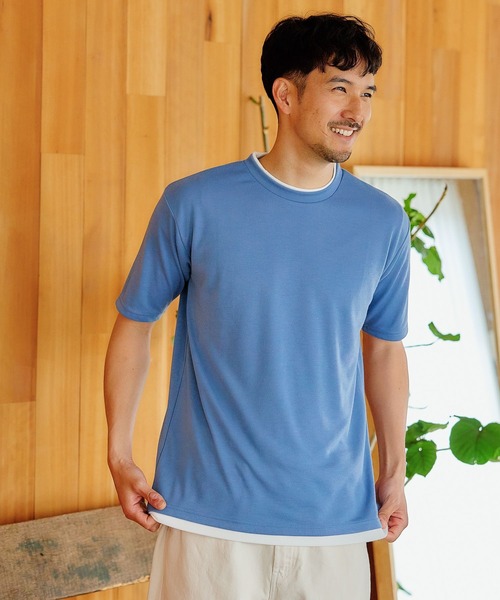 FOUND GOOD（ファウンドグッド）の「ポンチレイヤードTシャツ（Tシャツ/カットソー・メンズ・ブルー系/ベージュ/グリーン/ブラック/ホワイト系1/グレー系・XL/S/L/M）」の22枚目の写真