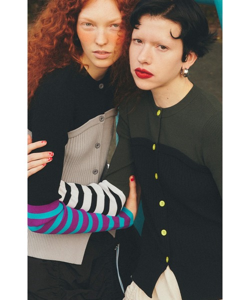 BUSTIER DOCKING BORDER KNIT CD（カーディガン/ボレロ）｜OMMO