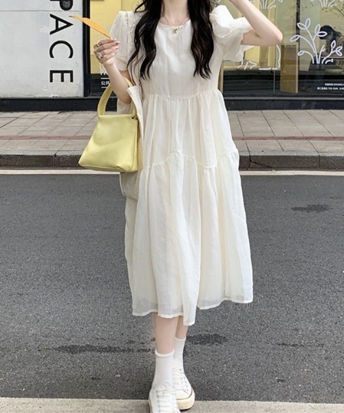 THE TOE アイボリー パフスリーブ ワンピース M FRAY I.D SALE40%OFF フレイアイディー ハートエンブロイダリー
